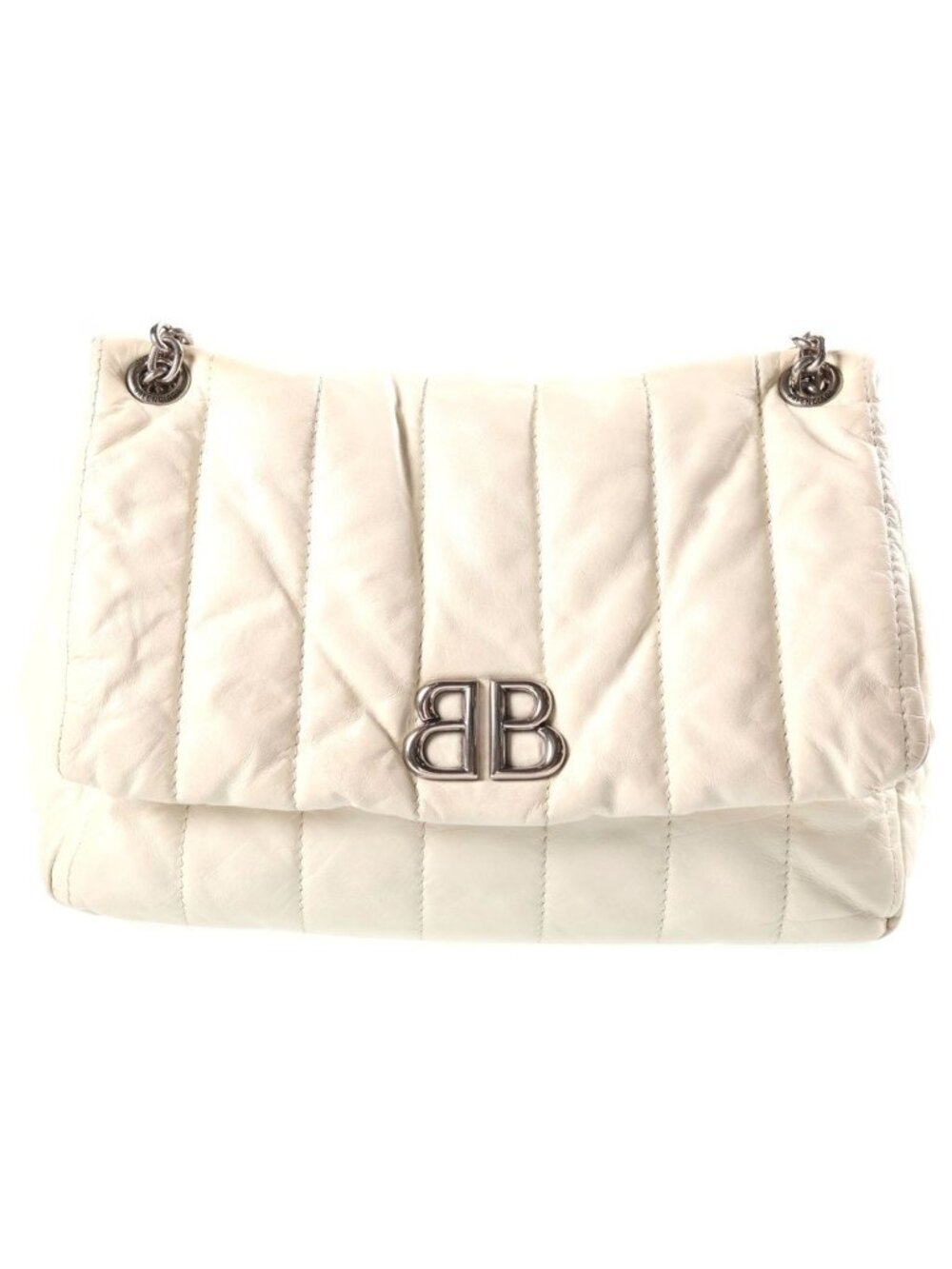 Balenciaga Monaco XS Leather Chain Shoulder Bag White